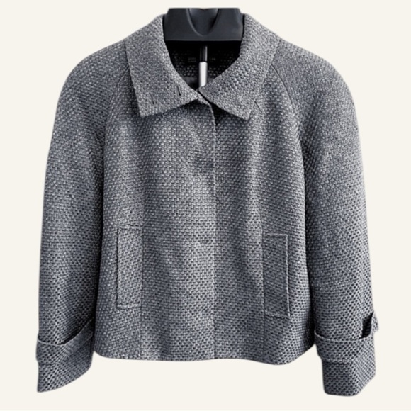 Jones New York Jackets & Blazers - ✨ Jones New York Petite Bouclé Funnel-Neck Jacket – Silver Gray (4P)